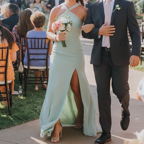 Azazie Rue Dusty Sage Dress - Picture 5 of 6